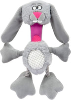 goDog Multi Tugs Rabbit Squeaky Plush & Rope Dog Toy, Chew Guard Technology - Gray, Small