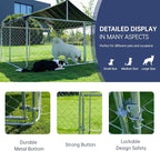 Outdoor Dog Enclosure Heavy Duty Dog Kennel House Mesh Dog Big Cage Pet Kennel Steel Fence with Secure Lock (79”x 79”)