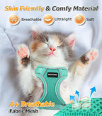 Halypet Cat Harness and Leash Set [MAX Safety 4th-Gen Upgrade] Escape Proof Adjustable Cat Leash Comfortable Soft Vest Easy to Wear Kitten Harness with Reflective Strip for Cats Walking, S Green