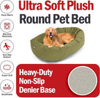 Majestic Pet 40 Inch Suede Shredded Memory Foam Mix Calming Large Dog Bed Washable 40 x 29 x 9 (Inch) - Cozy Soft Round Donut Dog Bed with Spine for Head Support - Pet Bed Sage