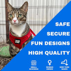 Travel Cat Harness and Leash Set - Adjustable Fit Mesh Cat Harness and Reflective Strap - Comfort Escape Proof Harness for Cats, Kitten for Outdoor Walking, Hiking (Large, Red)