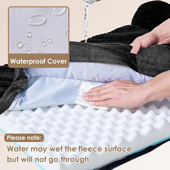 EHEYCIGA Memory Foam Dog Bed Large Sized Dogs, Waterproof Dog Bed Orthopedic with Washable Removable Cover, Non-Slip Pet Bed Couch, 36x27x6 Inches, Black