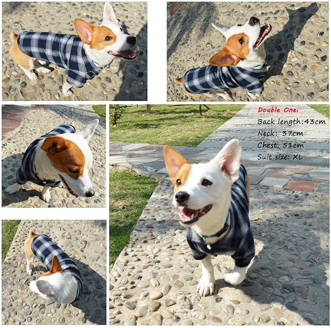 Koneseve Dog Shirt, Pet Plaid Clothes Shirt T-Shirt, Sweater Bottoming Shirt for Small Dog Cat Puppy Grid Adorable Wearing Stylish Cozy Halloween,Christmas Costumes (Blue;3XL)