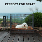 Bedfolks Waterproof Crate Bed, Plush Dog & Cat Kennel Pad with Removable Cover, Faux Fur, Washable, 21"x13", Solid Brown
