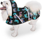 Dog Raincoat, Adjustable Rain Jacket with Hooded Double Layer for Large Medium Small Dogs Puppies, Lightweight Waterproof Rain Coat Poncho with Reflective Stripe Game Controller Black,L