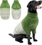 Queenmore Pullover XL Dog Sweater,Classic Turtleneck Warm Dogs Sweater with Leash Hole for Dog Girls Boys,Winter Knitwear Clothes for Dachshund,Corgi,French Bulldog(Green,XL)