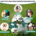 Squeaky Dog Toys for Large Dogs, Cute Puppy Toys, Plush Stuffed Pet Dog Toys with Crinkle Paper, Interactive Tug of War Dog Toys to Keep Them Busy for Small Medium Big Dogs, Green