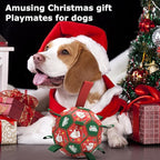 QDAN Christmas Dog Balls with Straps, Soccer Ball for Dogs for Small Medium Pet, Interactive Rope Toys, Puppy Birthday Gifts (6 Inch)