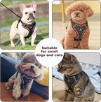 SOLMOONY Small Dog Harness,Soft Mesh Puppy Harness and Leash Set,No Escape Cat Harnesses for Training Walking,Reflective Adjustable Puppy Vest for Small Medium Dogs, Cats (Brown, XL)