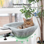 Cat Desk Bed - One-Click Folding,Sunken Design & Space-Saving Semi-Circular Cat Bed, Soft Faux Rabbit Fur Material, Suitable for Various Desktops-Maximum Hold Up to 40lb