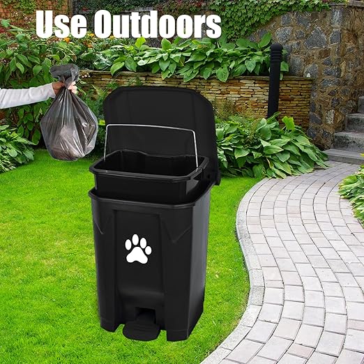 Pooper Scooper for Large Small Dogs, Poop Scooper Set-Long Handle Tray & Rake, Dog Poop Trash Can with Lid for Outdoors Yard Garden, 20L