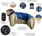 Dog Lightweight Windbreaker, Pet Outdoor Sports Jacket, 0.5 lbs,3 in One, Hooded, Easy on/Off with Collar and Harness, Reflective Piping, Packable, Dog Hiking/Camping, Navy Blue (X-Large)