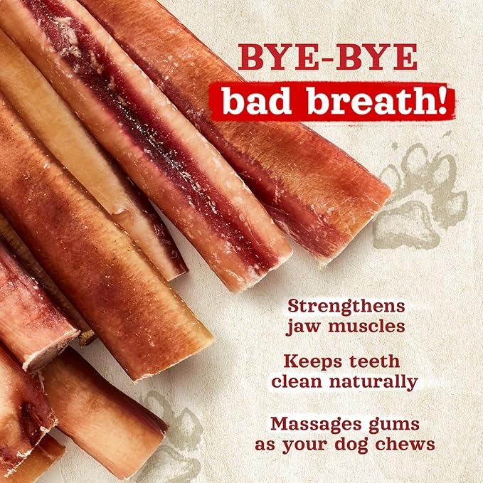 Natural Farm Odor-Free Bully Sticks (4-8”, 16oz) ALL-NATURAL Long-Lasting Chews, 100% Beef Pizzle, Grass-Fed, Grain-Free, Hormone-Free, Protein for Muscle Development & Energy, Perfect For Medium Dogs