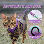 Cat Harness and Leash Set,Escape Proof Adjustable Cat Harness,Soft and Breathable Kitten Harness and Leash with Reflective Strips for Walking and Traveling(Purple, X-Small(3.3-8.9lb))