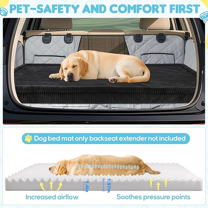 Dog Car Bed, Non-Slip Backseat Extender Pet Mat, Removable Washable Dog Bed for SUVs, Sedans & Trucks, Anti-Slip Travel Bed for Dogs, Easy Clean & Scratch-Proof & Comfort (56"x28.7")