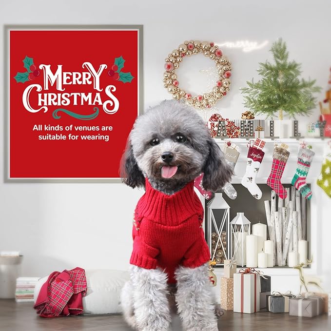PETCARE Dog Christmas Sweater Red Ugly Funny Cute Cartoon Reindeer Cat Sweaters Jumper Holiday Dog Clothes Puppy Sweaters for Small Medium Large Dogs Fall Winter Outfits Xmas Dogs Costume,XX-Small