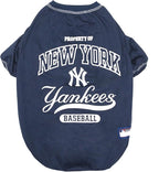 MLB New York Yankees Dog T-Shirt, X-Large. - Licensed Shirt for Pets Team Colored with Team Logos. - Premium Stretchable Materials for The Comfort of Your Dog & cat.
