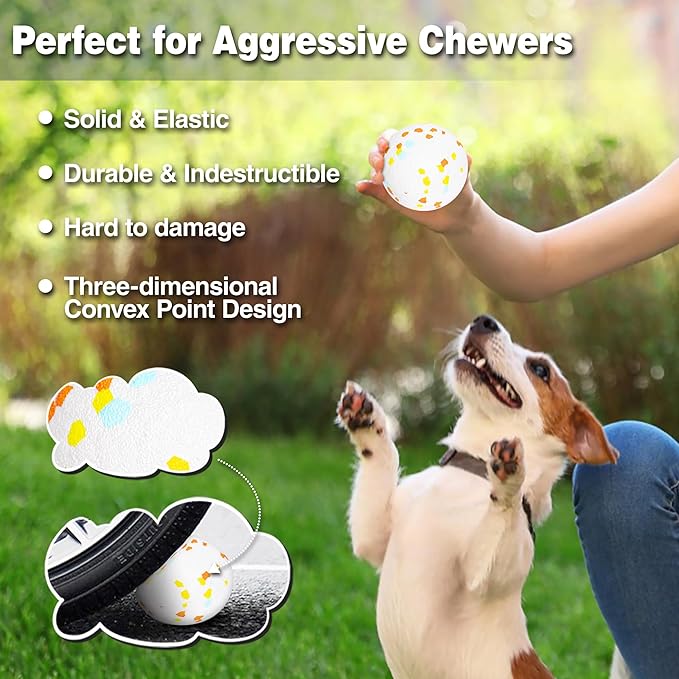 Dog Balls Tennis Ball Toys 4Pack 3''Dog Toys for Aggressive Chewers Indestructible Durable Teething Chew Bouncy Safe Balls Dogs Floating for Water Toy Fetch Pet Ball for Large Medium Dogs