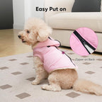 Fleece Lining Dog Hoodie with Harness Built in,Extra Warm Small Dog Jacket in Winter Puppy Coats with Hooded,Light Pink S