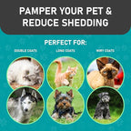 Maxpower Planet Pet Grooming Brush - Double Sided Shedding and Dematting Undercoat Rake Comb for Dogs and Cats,Extra Wide (C1 - Brush & Gloves, Large)