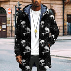 LIZALIG Long Hooded Cardigan Men Japanese Art Style Fashion Cool Graphic Coats Winter Warm Lined Fleece Jacket