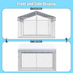 10x10ft Large Dog Kennel Outdoor, Heavy-Duty Outside Dog Kennel with Roof, Security Latch-Lock Door, Chain-Link Dog Enclosure Dog Run for Yard with Cover