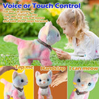 Colorful Leash Walking Cat Set Singing That Purrs and Meows Animated Plush Robot Kitten Moving Plush Realistic Stuffed Animal Remote Control Cute Kawai Robotic Kitty Toy for Girl