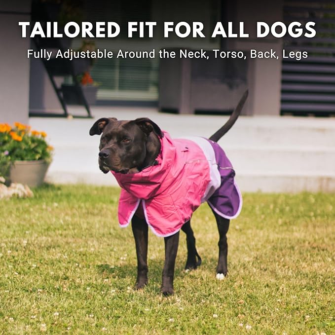 Spark Paws Dog Raincoat, Waterproof Windproof Rain Jacket, for Small Medium Large Extra Large Dogs, Reflective Breathable Full-Body Coverage Dry Suit - Pink Lilac Purple - S