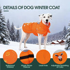 Kuoser Dog Jacket, Dog Coats for Large Dogs, Winter Waterproof Big Doggie Vest, Reflective Dogs Cold Weather Coat, Windproof Turtleneck Pet Puffer Jacket Snowsuit Clothes with Harness Hole