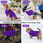 Dogcheer Dog Coat with Harness, Waterproof Warm Dog Winter Jacket with Pockets, Reflective Pet Fleece Jacket Turtleneck Snowsuit for Small Medium Large Dogs - Purple, 2XL