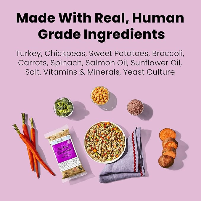 The Pets Table Human-Grade Turkey Casserole Fresh Dog Food, Dog Food Topper or Complete Meal, 6 Count of 36-oz Pouches, 13.6lbs