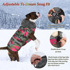 Dogcheer Warm Dog Coat, Waterproof Dog Jacket Reflective Adjustable Puppy Winter Coat with Buckle, Christmas Pet Snow Jacket Turtleneck Fleece Sweater for Small Medium Large Dogs - Camo Pink, 2XL