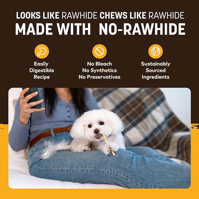 Earth Animal No Hide Stix - Long Lasting Rawhide Free Small Dog Chews Sticks, Mango - 20 Count Value Pack