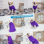 Mihachi Turtleneck Dog Sweater - Winter Coat Apparel Classic Cable Knit Clothes with Leash Hole for Cold Weather, Ideal Gift for Pet in New Year Purple Large