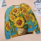 Long Sleeve Shirts for Women Cat Oil Painting Shirt 3D Graphic Sweatshirts Fall Pullover Crewneck Vintage Boho Tops