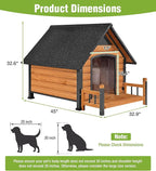 GUTINNEEN Heated Dog House Outdoor for Winter with Anti-Bite Design, Dog Kennel with Heating Blanket, Asphalt Roof, for Small to Medium Dogs - Brown