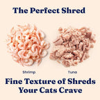 Solid Gold Wet Cat Food Shreds in Gravy - Healthy Canned Cat Food Made w/Real Tuna, Shrimp, Vitamins, Minerals & Taurine - Grain Free & Gluten Free Canned Meals for Cats & Kittens - 24ct/3oz Can