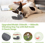 PETGEEK Interactive Squeaky Dog Toy, Upgraded Automatic Moving Vibrating Dog Ball with Plush Cover, 900mAh Rechargeable Bouncing Ball with Recording Music Mode, Crinkle Dog Toy for Pet Boredom, Grey
