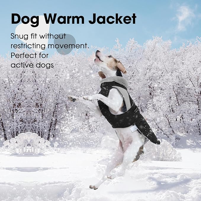 Nanaki Small Dog Coats for Winter Waterproof, Warm Fleece Lining Dog Jacket with Leash Hole, Reflective Cold Weather Puppy Jacket Vest, Easy On Pullover Pet Snow Jacket Male Female, Bulldog, Black M