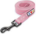Pawtitas 6 FT Recycled Dog Leash with Reflective Stitched Thread Stitched on Side| Medium Reflective Dog Leash Made from Plastic Bottles Collected from Oceans – Pink 6 ft Dog Leash