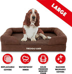 The Dog’s Bed, Large Brown Plush 36x27, Memory Foam, Pain Relief: Arthritis, Hip & Elbow Dysplasia, Post Surgery, Lameness, Supportive, Calming, Waterproof Washable Cover, Veterinary Approved