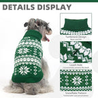 KOOLTAIL Cable Knit Dog Sweater Turtleneck, Cold Weather Pullover Classic Knitwear, Snowflake Pattern Thick Warm Winter Pet Clothes, Dog Christmas Sweater for Small Medium Large Dogs Cats, Green L