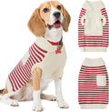 Small Dog Sweater, Knitted Striped Pullover Dog Clothes for Cold Weather, Thick Warm Cozy Stretchy Sweater for Chihuahua, Bulldog, Dachshund, Pug(Red & White Strip, M)