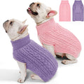 2 Pack Dog Sweaters for Medium Dogs Turtleneck Pullover Cable Knit Stretch Clothes French Bulldog Dachshund Boston Terrier Corgi Beagle Pug Boy Girl Pets Winter Clothes (L, Pink & Purple)