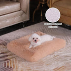 Bedfolks Plush Waterproof Dog Crate Bed, Removable Washable Cover, Faux Fur, Fluffy Kennel Bed 17"x12", Camel