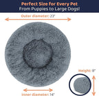 Donut Dog Bed - Premium Comfort for Anxiety Relief - Fluffy & Calming Design with Ultra-Plush Support | Cozy Round Dog Bed with Super Soft Circle Style (Size S Dark Grey)