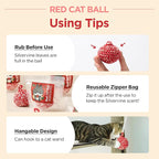 JAYU PET Red Cat Ball [W/Bell Version] - Handmade Silvervine Cat Toy with Catnip, Interactive Matatabi Ball for Indoor Cats & Kittens, Feline Play Toy & Gift (2.7 inch)