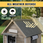 Small Dog House Indoor, Wooden Outdoor Dog House with Waterproof Roof, Chew-Proof Iron Frame, Doghouse Kennel Puppy Shelter for Small Medium Dogs, 26''x34.6''x32''