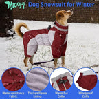 MIGOHI Full Body Dog Coat - Warm Reflective Large Dog Winter Coat with Harness,Turtleneck Fleece Jacket for Dogs,Four-Leg Windproof Puffer Jackets Snowsuit with Zipper for Small Medium Large Dogs,2XL