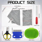 FANOVO Cat Mesh Bathing Bag, Adjustable Cat Bath Bag with Nail Clipper, Bath Brush, Nail File & Comb, Anti-Scratch Shower Bag for Pet Grooming, Bathing & Restraint, Durable Washing Bag for Cats